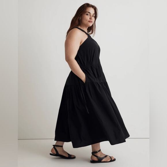 Madewell Plus Poplin Halter Tiered Midi Dress Womens Size 28W - Picture 4 of 9